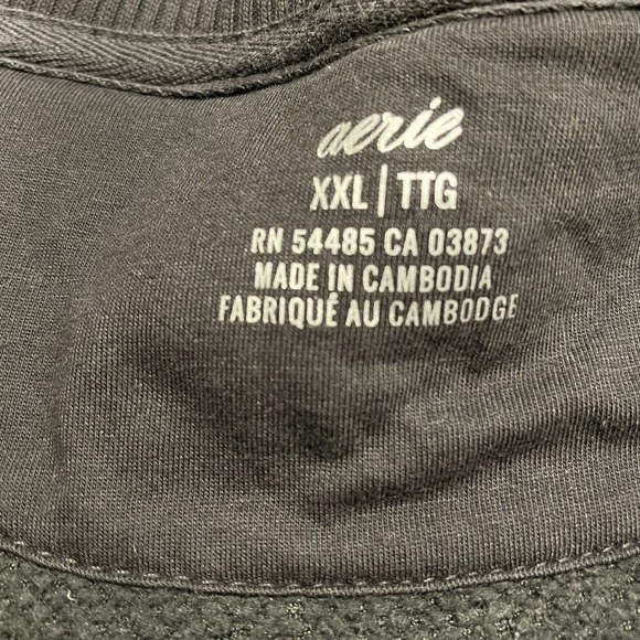 AERIE SHERPA WOMEN 2XL 1/4 ZIP FLEECE PULLOVER MOCK NECK BLACK SWEATER - Picture 8 of 12